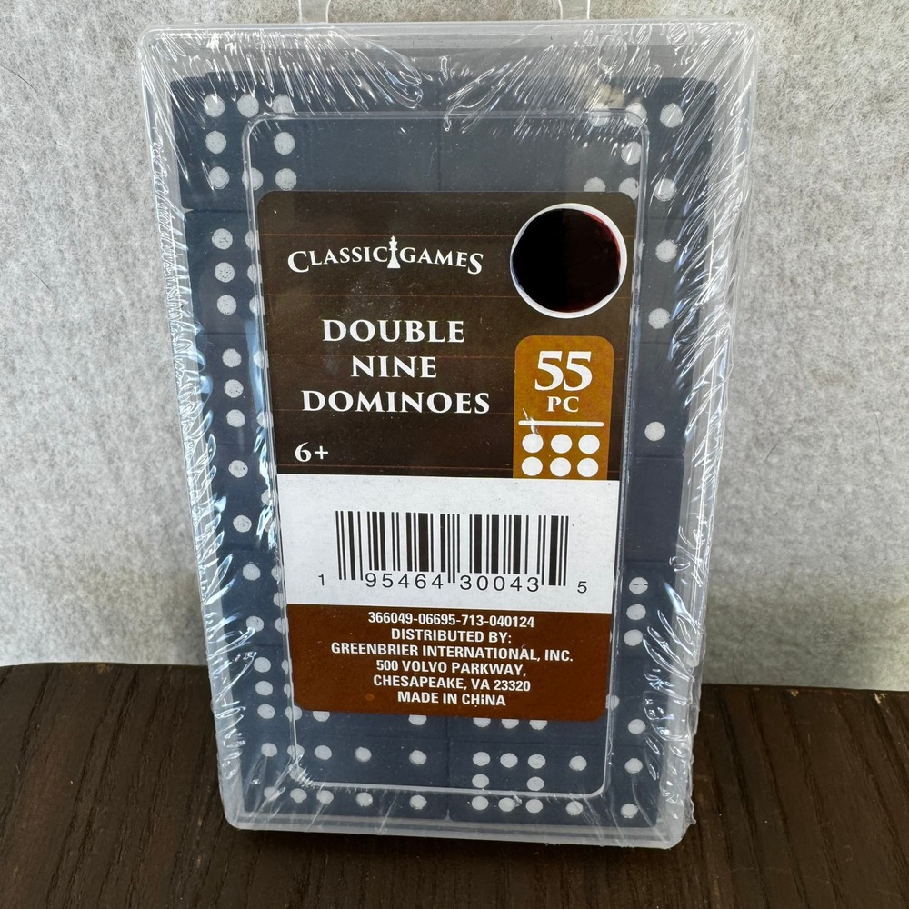 Classic Games Double Nine Dominoes 55 Piece Set Black New Sealed